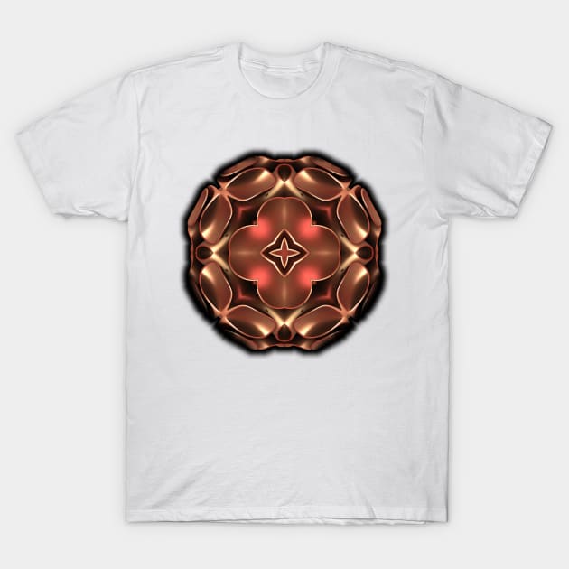 Copper Mandala - Mandelbulb 3D Fractal Rendering T-Shirt by lyle58